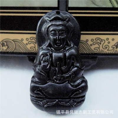 天然黑绿玉观音吊坠 墨玉挂件批发与鉴赏